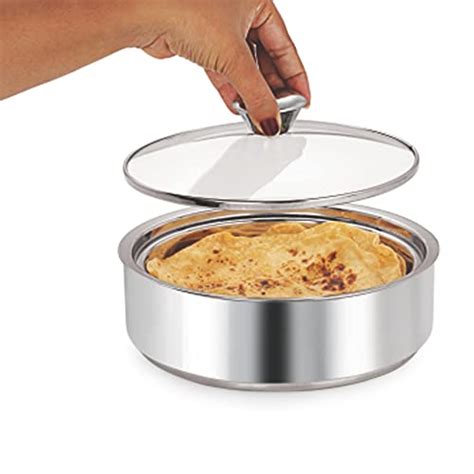 stainless steel roti box|Borosil Stainless Steel Insulated Roti Server, 2.5 litres, Silver.